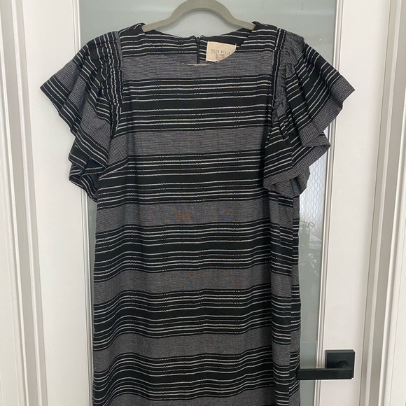 Anthropologie Moon River Denmark Striped Ruffle Sleeve Shift Dress - Picture 3 of 5